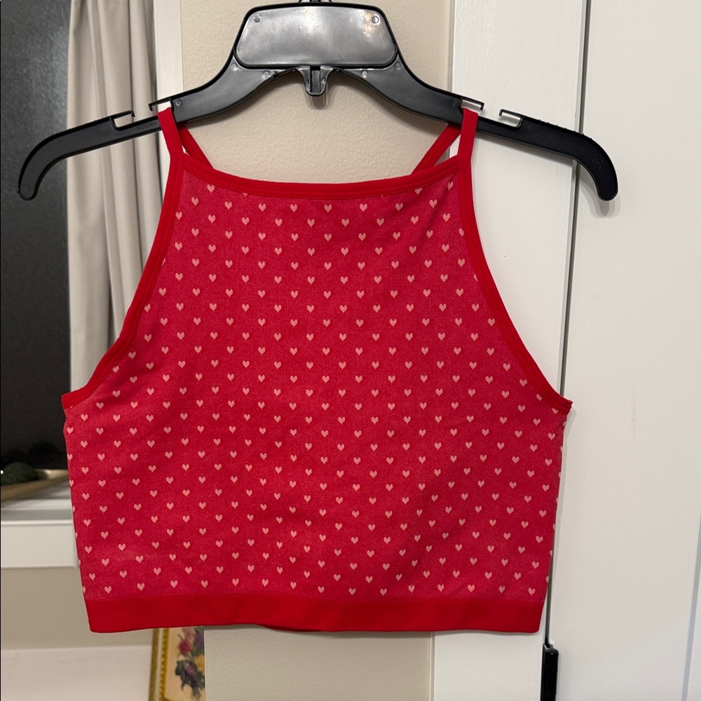 Red Heart Patterned Women's Top